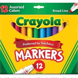 12 Assorted Colors Broad Line Non-Toxic Crayola Markers